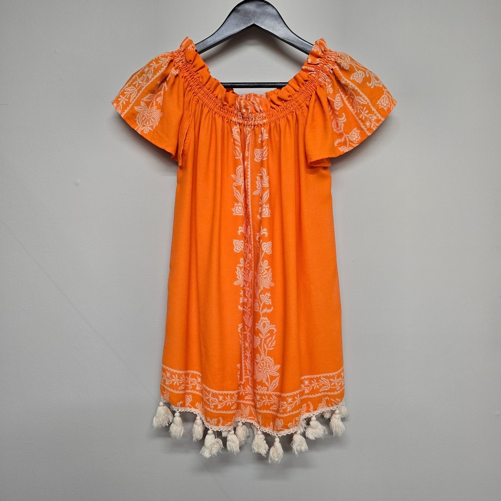 Show Me Your Mumu Woodstock Tassel Tunic Womens Medium Orange Poly Boho Festival